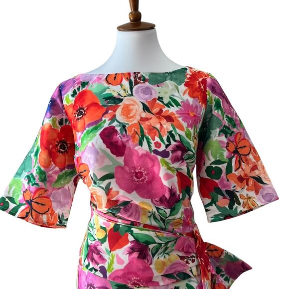Plus Size Cocktail Dress 1X Retro 60s Style Semi Formal 16W Fall Floral Eshakti - Picture 7 of 11
